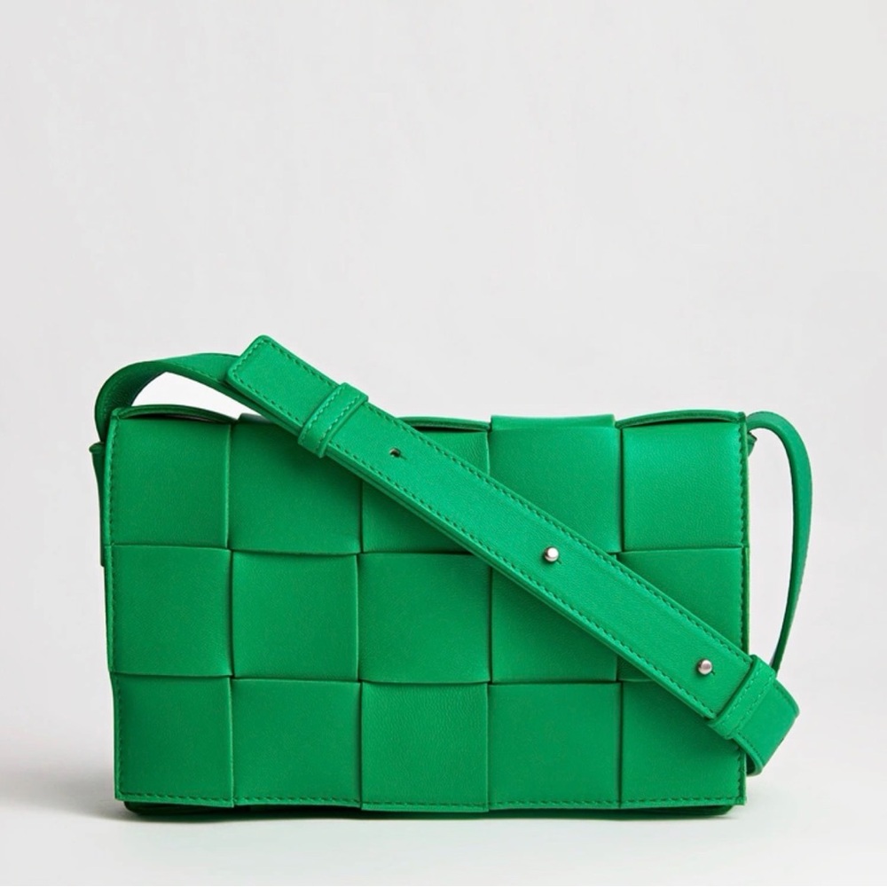 Bottega Veneta Intrecciato Green Leather Crossbody Bag